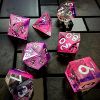 Thumbnail for Layered Pink & Clear Sharp Resin - 7pcs RPG Dice Set