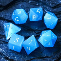 Thumbnail for Sky Blue Cat Eye Gemstone - 7pcs RPG Dice Set