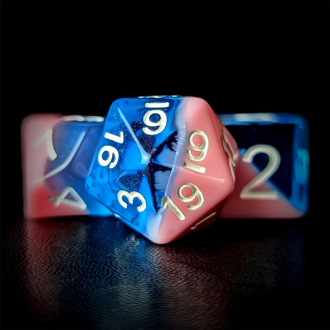 Layered Blue & Pink Resin - 7pcs RPG Full Dice Set