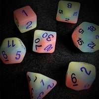 Thumbnail for Layered Pink, Blue & White Resin - 7pcs RPG Full Dice Set