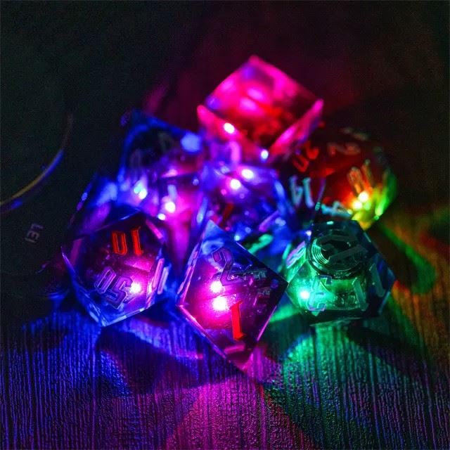 Multicoloured Sharp LED - 7pcs RPG Dice Set