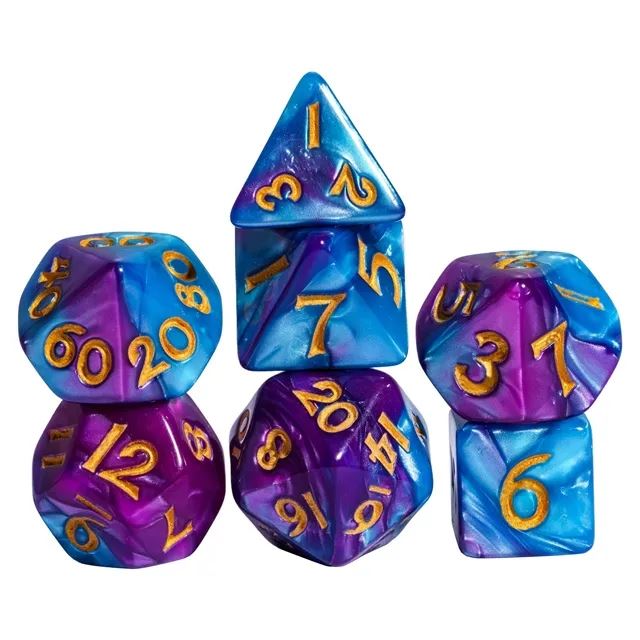 Blend of Purple & Purple Acrylic - 7pcs RPG Mini Dice Set