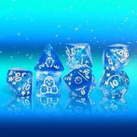Thumbnail for 7pcs Dice Resin Pattern Penguin Silver Font Blue