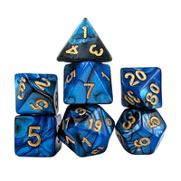 Thumbnail for Blend of Black & Blue Acrylic - 7pcs RPG Full Dice Set White Stack