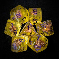 Thumbnail for Fire in Clear & Yellow Resin - 7pcs RPG Full Dice Set