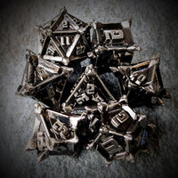 Thumbnail for 7pcs RPG Dice Set - Spiky Silver Metal
