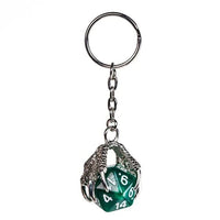 Thumbnail for Silver & Green Acrylic in Metal Claw - D20 Keyring