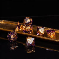 Thumbnail for Foil Feather Black, Purple & Clear Filled Sharp Resin - 7pcs RPG Dice Set