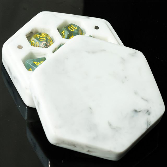 White Marble Resin with 7 Slots - Dice Storage