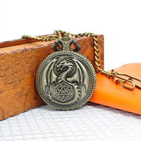 Thumbnail for Dragon Wing on Bronze Pocket Watch with Mini Dice - Pendant