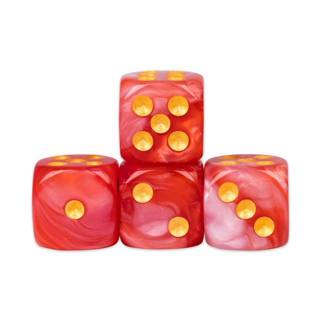 12mm White & Red Acrylic - 10pcs D6 RPG Dice Set