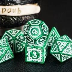7pcs Dice Acrylic Pattern Vines Bow White Font Green