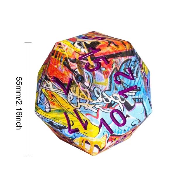 Graffiti on Hydro Dipped Resin  - 55mm D20 RPG Dice