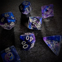 Thumbnail for Demon Eye in Clear & Purple Resin - 7pcs RPG Full Dice Set