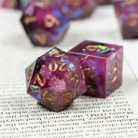 Thumbnail for Candy in Purple & Black with Copper Foil Sharp Resin - 7pcs RPG Dice Set