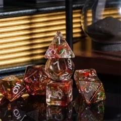 7pcs Dice Resin Swirl White Font Clear Red