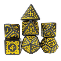 Thumbnail for Yellow Vines on Black Acrylic - 7pcs RPG Full Dice Set White Stack